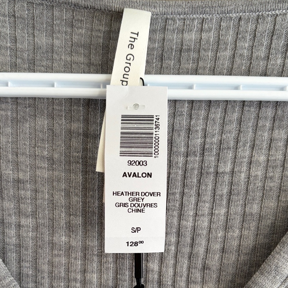 BABATON Avalon Dress Ribbed Button-Front Long Sleeve in Light Gray size small - Picture 9 of 11